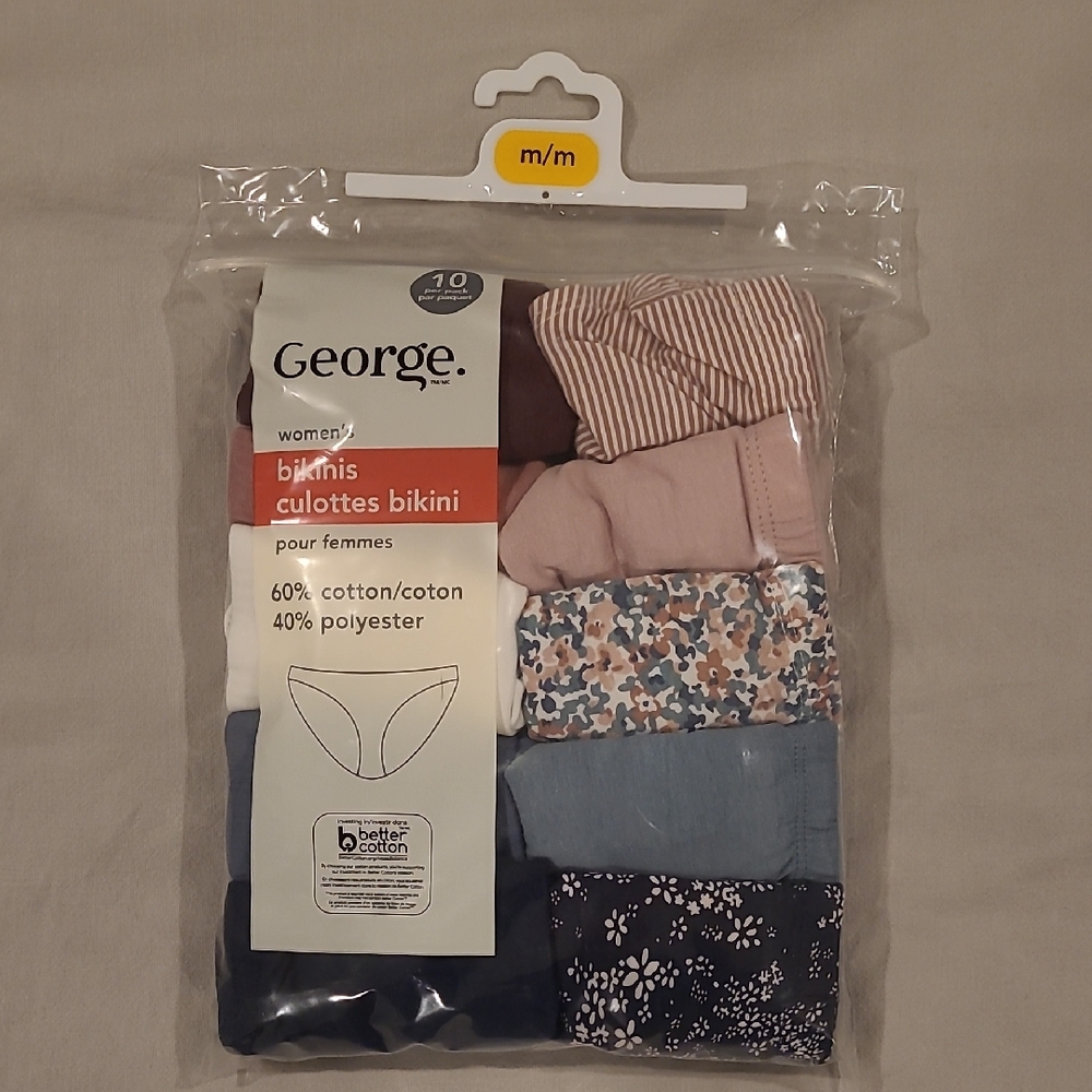 George Women's Med Bikini Underwear Pack - Blue, Pink, White, and Navy